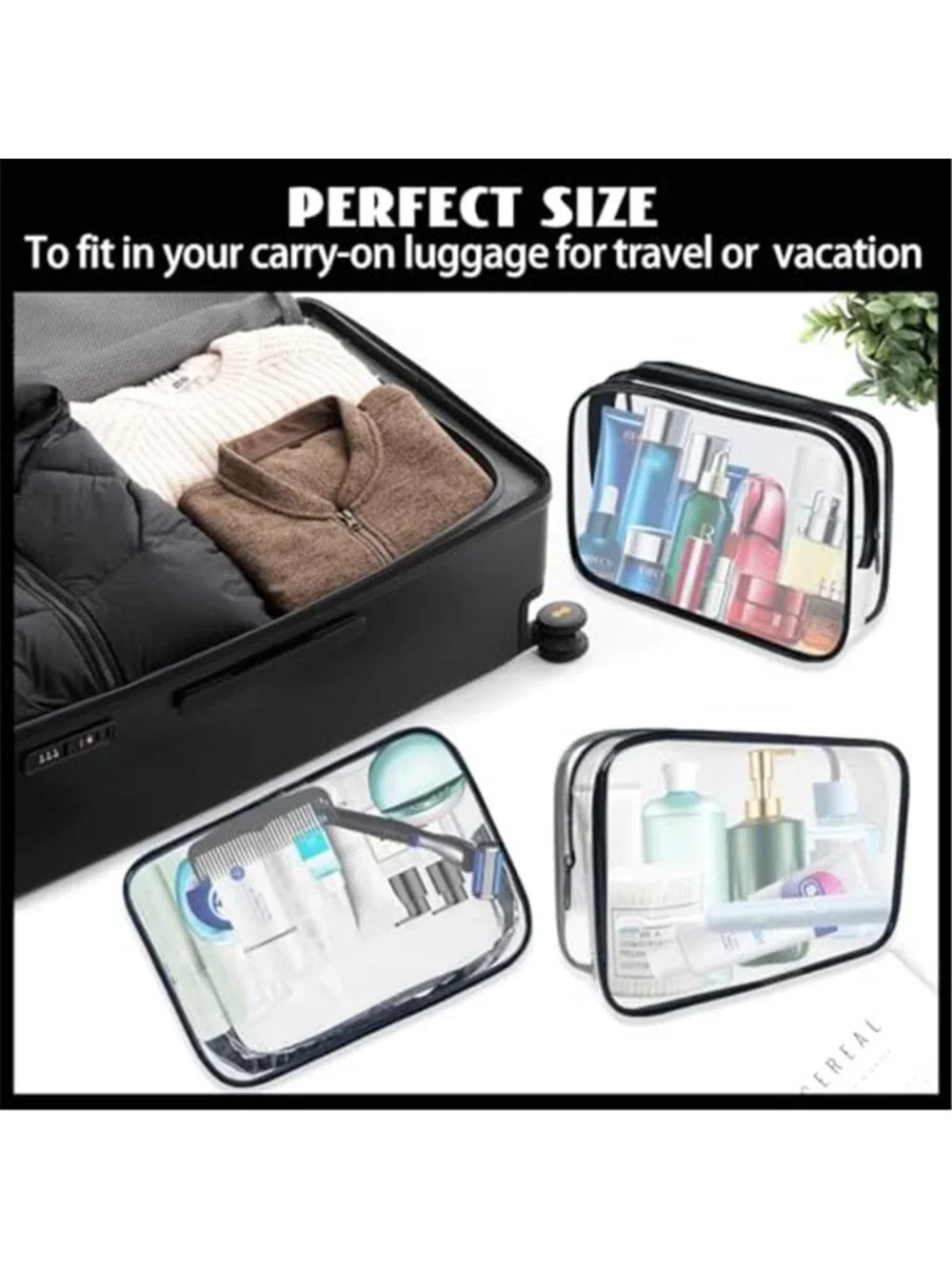 16 Pack Clear Vinyl Cosmetic Bags Waterproof TSA Approved Travel Toiletry Bags